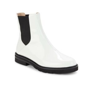 Stuart Weitzman Dylan Leather Chelsea Boot Shoes Size 7.5 Bootie White NWOB
